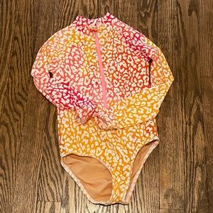 Crewcuts || J. Crew Long Sleeve Zip Up Girls Swimsuit- Size 6-7